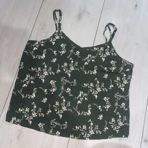 Skies Are Blue Dark Green Floral Camisole